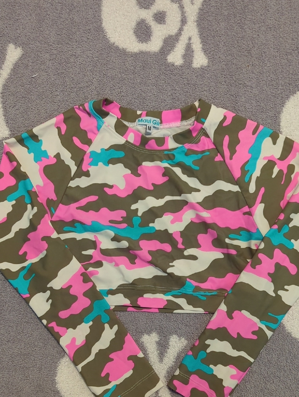 Maui Girl Rash Guard Pink & Teal Camo